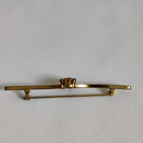 Antique Edwardian Cairngorm Bar Pin with citrine glass - Picture 6 of 14